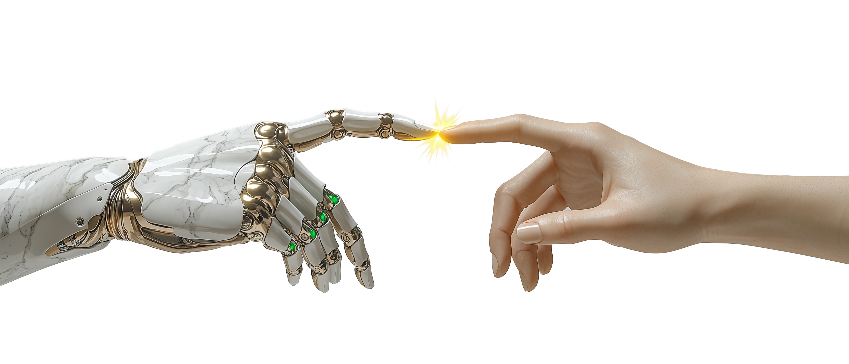 AI and human hand reaching toward each other
